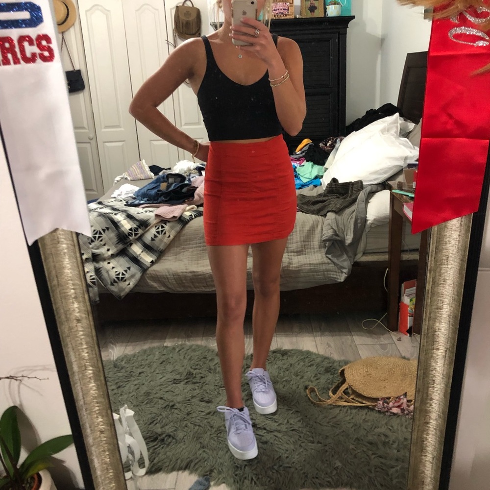 Orange mini skirt